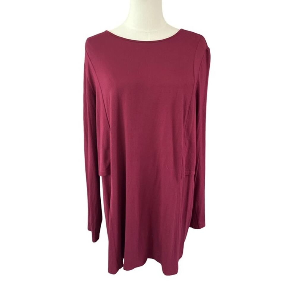 J. Jill Wearever Collection Women's Long Sleeve Tunic Top Burgundy Size Large